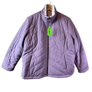 NWT Free Country Purple Quilted Reversible Jacket Repreve XXL Plus Size